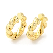Rack Plating Brass Twist Rope Cuff Earrings for Women, Long-Lasting Plated, Lead Free & Cadmium Free, Real 18K Gold Plated, 25x25x6mm(EJEW-D059-09G)