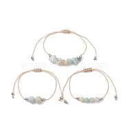 3Pcs 3 Style Natural Amazonite Braided Bead Bracelets Set, Nylon Thread Adjustable Bracelets for Women, Inner Diameter: 3-3/8 inch(8.5cm), 1Pc/style(BJEW-JB09334-05)