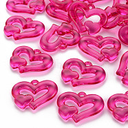 Transparent Acrylic Beads, Heart to Heart, Camellia, 27x34x6mm, Hole: 3mm, about 191pcs/500g(TACR-S154-57B-906)