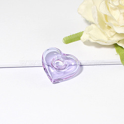 Handmade Lampwork Perfume Bottle Pendant, Square&Heart, Lilac, 22x25mm(BOTT-PW0005-13A-06)
