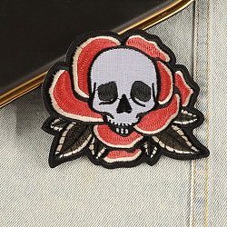 Computerized Embroidery Cloth Sew on Patches, Costume Accessories, Skull Theme, Skull, 96x83mm(PW-WG12831-05)