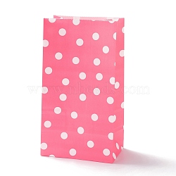 Rectangle Kraft Paper Bags, None Handles, Gift Bags, Polka Dot Pattern, Hot Pink, 13x8x24cm(CARB-K002-03B-05)