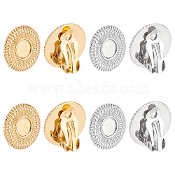 8Pcs 2 Colors 304 Stainless Steel Clip-on Earring Setting Findings, Flat Round, Golden & Stainless Steel Color, 18mm, Tray: 7mm, 4Pcs/color(STAS-UN0038-09)