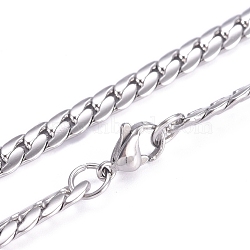 Men's 201 Stainless Steel Cuban Link Chain Necklaces, with Lobster Claw Clasps, Stainless Steel Color, 20 inch(51cm)(NJEW-G340-15P)