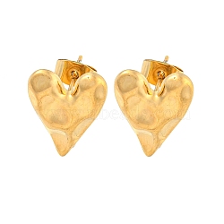 Heart 304 Stainless Steel Ear Studs, Stud Earrings for Women, Golden, 16x13mm(EJEW-L290-025G)