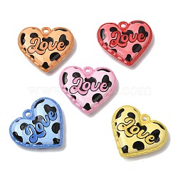Opaque Printed Acrylic Pendants, Heart Charms, Mixed Color, 30x34x8mm, Hole: 2.5mm(OACR-Z039-02)