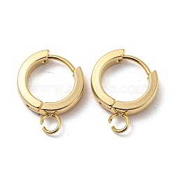 201 Stainless Steel Huggie Hoop Earrings Findings, with Vertical Loop, with 316 Surgical Stainless Steel Earring Pins, Ring, Real 24K Gold Plated, 13x3mm, Hole: 2.7mm, Pin: 1mm(STAS-A167-01M-G)