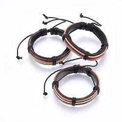 Leather Cord Bracelets, with Waxed Cord, Mixed Color, 2-1/8 inch(5.5cm)~3 inch(7.5cm)(BJEW-F347-14)