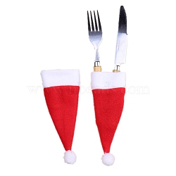 Christmas Hat Cloth Cutlery Set Bags, Knife and Fork Covers for Christmas Table Hotel Restaurant Arrangement Decorations Supplies, Hat, 126x60x6mm(AJEW-D055-01)