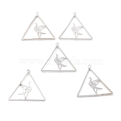 Alloy Hollow Pendants, Triangle with Paper Crane, Platinum, 29x30x1.5mm, Hole: 1.8mm(PALLOY-P239-01P)