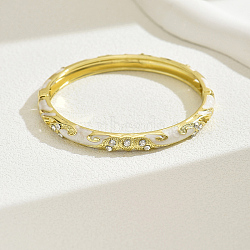 Fashionable Casual Retro Alloy Rhinestone Bangles with Enamel for Women, Real 18K Gold Plated(QT6970-7)