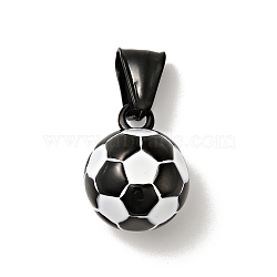 316 Surgical Stainless Steel Enamel Pendants, with 304 Stainless Steel Snap on Bails, Football, Electrophoresis Black, 18x14x13mm, Hole: 8x4mm(STAS-I195-03EB)