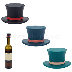 WADORN 3Pcs 3 Colors Silicone Red Wine Bottle Stoppers, Magic Hat, Mixed Color, 60.5x35mm, Inner Diameter: 30.8mm, 1pc/color(SIL-WR0001-03)