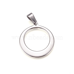 304 Stainless Steel Pendants, Round Ring, Stainless Steel Color, 33x30x1.5mm, Hole: 10x4.5mm(STAS-I135-36P)