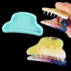Claw Hair Clip Cabochon Silicone Molds, Resin Casting Molds, For UV Resin, Epoxy Resin Jewelry Making, Cloud, Aquamarine, 44x67x6mm(DIY-C052-02)