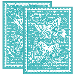 Self-Adhesive Silk Screen Printing Stencil, for Painting on Wood, DIY Decoration T-Shirt Fabric, Turquoise, Butterfly, 195x140mm(DIY-WH0337-078)