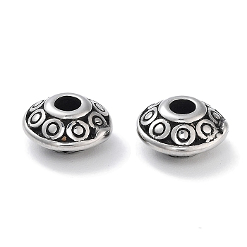 304 Stainless Steel Beads, Bicone, Antique Silver, 8x4.5mm, Hole: 2mm