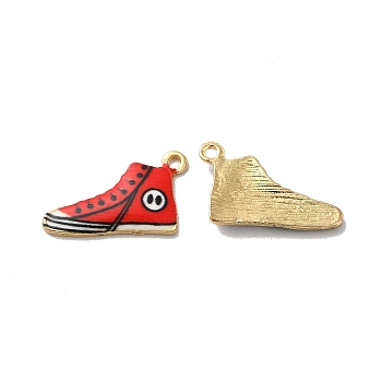 Alloy Enamel Pendants, Golden, Shoes Charm, Red, 12.5x20x2mm, Hole: 1.4mm