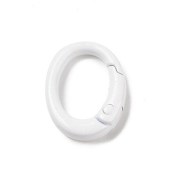 Spray Painted Alloy Spring Gate Rings, Oval, White, 19.5x15x4.5mm