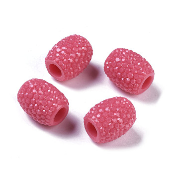 Opaque Resin European Jelly Colored Beads, Large Hole Barrel Beads, Bucket Shaped, Cerise, 15x12.5mm, Hole: 5mm