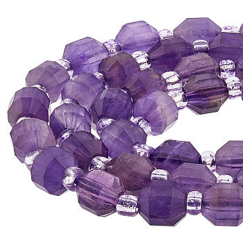 1 Strand Natural Amethyst Beads Strands, with Seed Beads, Faceted, Bicone, Double Terminated Point Prism Beads, 5~7x6mm, Hole: 0.8mm, about 48pcs/strand, 15.55 inch(39.5cm)