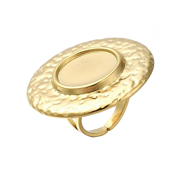Ion Plating(IP) 304 Stainless Steel Ring Components, Pad Ring Settings, Flat Round, Real 18K Gold Plated, Tray: 16mm, Flat Round: 35mm, US Size 6(16.5mm)