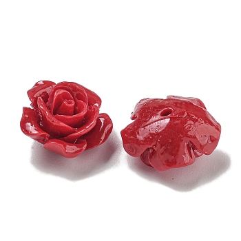 Synthetic Shell Dyed Carved Beads, Flower, Half Hole, Dark Red, 14.5x9mm, Hole: 1mm