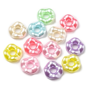 Acrylic Beads, Flat Round, Mixed Color, 12.5x12.5x3mm, Hole: 4mm, 1666pcs/500g