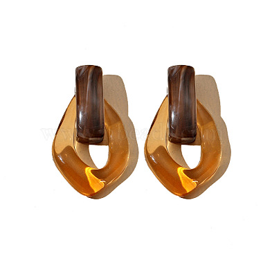 Oval Resin Dangle Stud Earrings(FS-WGCF92D-01)-2