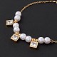 Square Cubic Zirconia Charm Bracelet with Acrylic Pearl(BJEW-F396-20G-01)-3