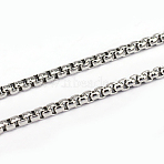 Tarnish Resistant 304 Stainless Steel Box Chains, Unwelded, Stainless Steel Color, 1.2x2.5mm(CHS-L001-29-2.5mm)