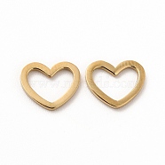 Ion Plating(IP) 304 Stainless Steel Linking Rings, Heart, Real 14K Gold Plated, 7x9x1mm, Inner Diameter: 4x7mm(STAS-E185-19G)