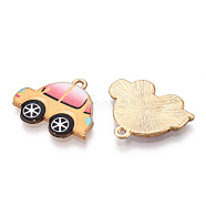 Printed Alloy Pendants, Car Charms, Gold, 18.5x22.5x1.5mm, Hole: 1.5mm(ENAM-N056-223C)