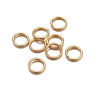 304 Stainless Steel Open Jump Rings, Real 24K Gold Plated, 18 Gauge, 7x1mm, Inner Diameter: 5mm(X-STAS-L187-7x1mm-G)