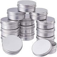 Round Aluminium Tin Cans, Aluminium Jar, Storage Containers for Cosmetic, Candles, Candies, with Screw Top Lid, Platinum, 5.7x2.7cm, Capacity: 50ml, 20pcs/box(CON-BC0004-26P-50ml)