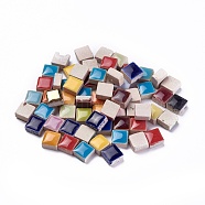 Porcelain Cabochons, Mosaic Tiles, for Home Decoration or DIY Crafts, Square, Mixed Color, 9~10x9~10x5~7mm, about 1025pcs/1000g(PORC-WH0002-02)