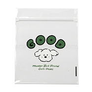 Rectangle Plastic Zip Lock Gift Bags, Resealable Bags with Cute Puppy Pattern, Green, 12x10x0.02cm, Unilateral Thickness: 2.5 Mil(0.065mm)(OPP-Q008-01B-01)