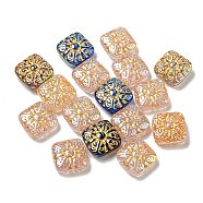 Opaque Acrylic Beads, Golden Metal Enlaced, Square, Mixed Color, 17x17x7mm, Hole: 1.8mm(FIND-Z030-14)