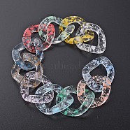 Transparent Acrylic Linking Rings, Quick Link Connectors, for Curb Chains Making, Twist Oval, Mixed Color, 40x33x10mm, Inner Diameter: 19x23mm(OACR-N009-015A-B)