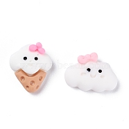 Opaque Resin Cabochons, Ice Cream & Cloud, White, Ice cream: 14x12x6mm, Cloud: 11x15x4mm.(X-RESI-Z001-32)