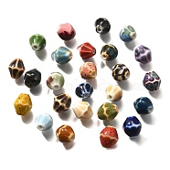 Handmade Porcelain Beads, Rhombus, Mixed Color, 11.5x10mm, Hole: 2mm(PORC-H013-01)