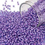 TOHO Round Seed Beads, Japanese Seed Beads, (937) Inside Color Aqua/Bubble Gum Pink Lined, 11/0, 2.2mm, Hole: 0.8mm, about 1110pcs/10g(X-SEED-TR11-0937)