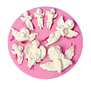 Food Grade Silicone Molds, Fondant Molds, for DIY Cake Decoration, Chocolate, Candy, UV Resin & Epoxy Resin Jewelry Making, Angel, Pearl Pink, 92x15mm(DIY-K009-06A)