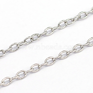 304 Stainless Steel Cable Chains, Soldered, Oval, Stainless Steel Color, 3x2x0.5mm(CHS-O005-19A)