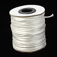 Nylon Cord, Satin Rattail Cord, for Beading Jewelry Making, Chinese Knotting, White, 2mm, about 50yards/roll(150 feet/roll)(NWIR-A003-01)