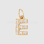 Stainless Steel Cubic Zirconia Pendants with Jump Rings, Real 14K Gold Plated, Long-Lasting Plated, Letter E, 8mm(X-FIND-PW0024-08E)