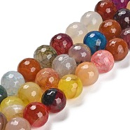 Natural Agate Beads Strands, Dyed & Heated, Round, Faceted, Colorful, 13.5~14mm, Hole: 0.8mm, about 26pcs/strand, 14.76 inch(37.5cm)(G-L595-A01-01A)