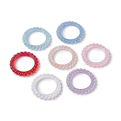 UV Plating Opaque Acrylic Beads Frames, Flower Ring, Mixed Color, 42.5x43x5.5mm, Hole: 2.5mm, Inner Diameter: 31mm(PACR-M003-03)