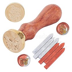 CRASPIRE DIY Wax Seal Stamp Kits, Including Sealing Wax Sticks, Brass Wax Seal Stamp and Wood Handle, Mixed Color, 2.5x1.4~14.5cm(DIY-CP0002-59C)