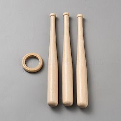 Wooden Baseball Stand Display Holder, with Baseball Bats and Wooden Ring, BurlyWood, 177x17.5mm(WOOD-WH20005-01A)